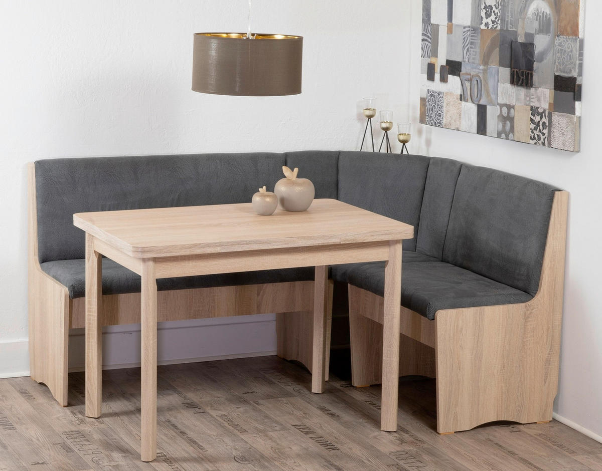 ECKBANKGRUPPE Mikrofaser Sonoma Eiche, Grau  - Grau/Sonoma Eiche, KONVENTIONELL, Holz/Textil (125/89/125cm) - MID.YOU