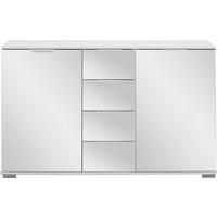 KOMMODE 130/83/41 cm  in Weiss  - Weiss/Alufarben, Design, Glas/Holzwerkstoff (130/83/41cm) - Livetastic