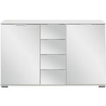 KOMMODE , 130/83/41 cm, 4 Schublade(n)  - Alufarben/Weiß, Design, Glas/Holzwerkstoff (130/83/41cm) - Carryhome