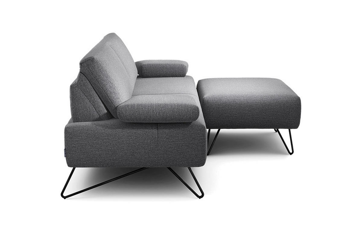 2,5-SITZER in Chenille Anthrazit  - Anthrazit/Schwarz, Design, Textil/Metall (204-234/85/86-94cm) - SENSOO