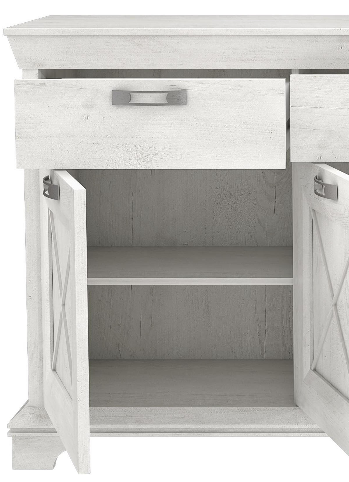 SIDEBOARD  in 178,3/95,9/48,2 cm  - Silberfarben/Weiß, ROMANTIK / LANDHAUS, Holzwerkstoff/Kunststoff (178,3/95,9/48,2cm) - MID.YOU