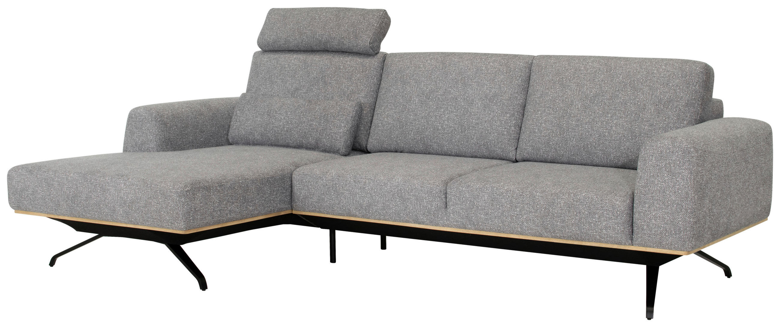 ECKSOFA in Struktur Grau  - Schwarz/Grau, Design, Textil/Metall (157/262cm) - Novel