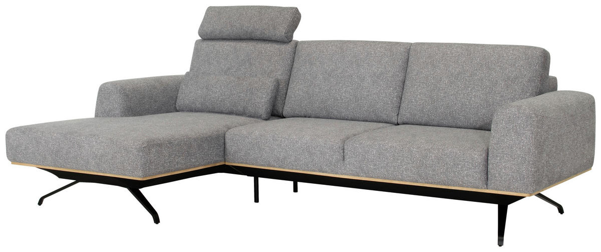 ECKSOFA in Struktur Grau  - Schwarz/Grau, Design, Textil/Metall (157/262cm) - Novel