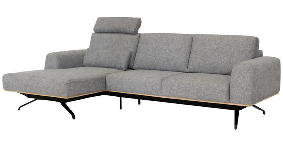 ECKSOFA in Struktur Grau  - Schwarz/Grau, Design, Textil/Metall (157/262cm) - Novel