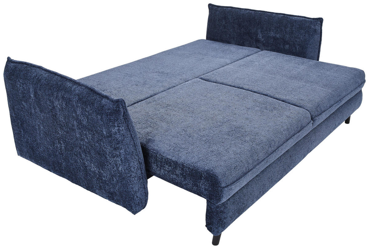 SCHLAFSOFA in Chenille Dunkelblau  - Schwarz/Dunkelblau, Konventionell, Holz/Textil (238/99/108cm) - MID.YOU