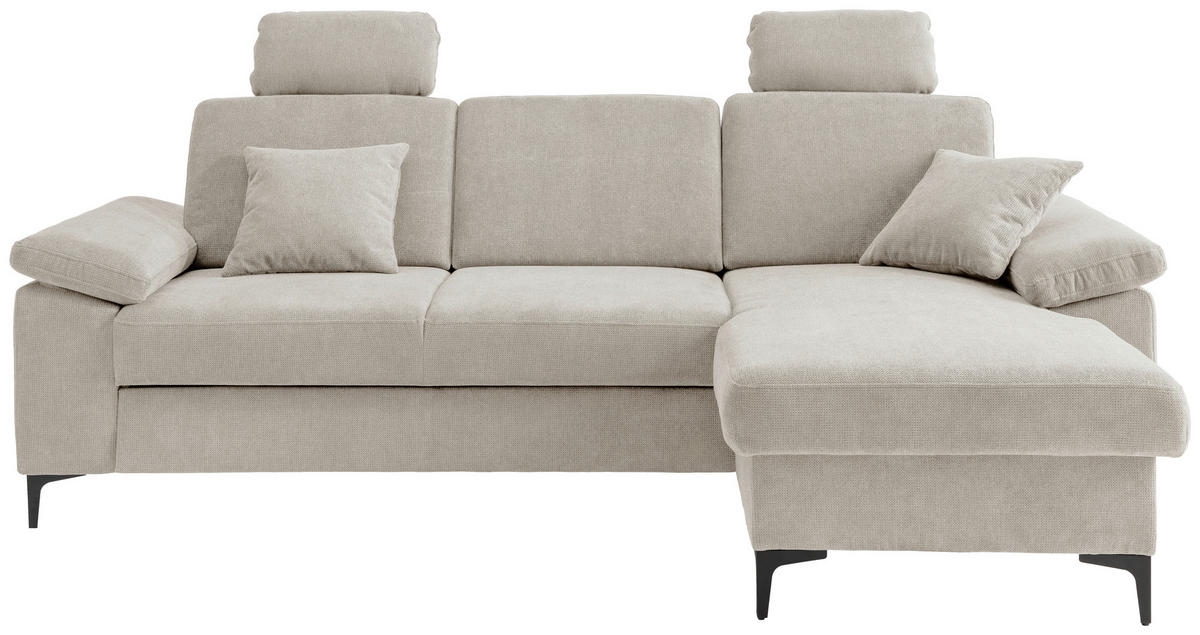 ECKSOFA Chenille Naturfarben  - Schwarz/Naturfarben, Konventionell, Textil/Metall (245/151cm) - Livetastic