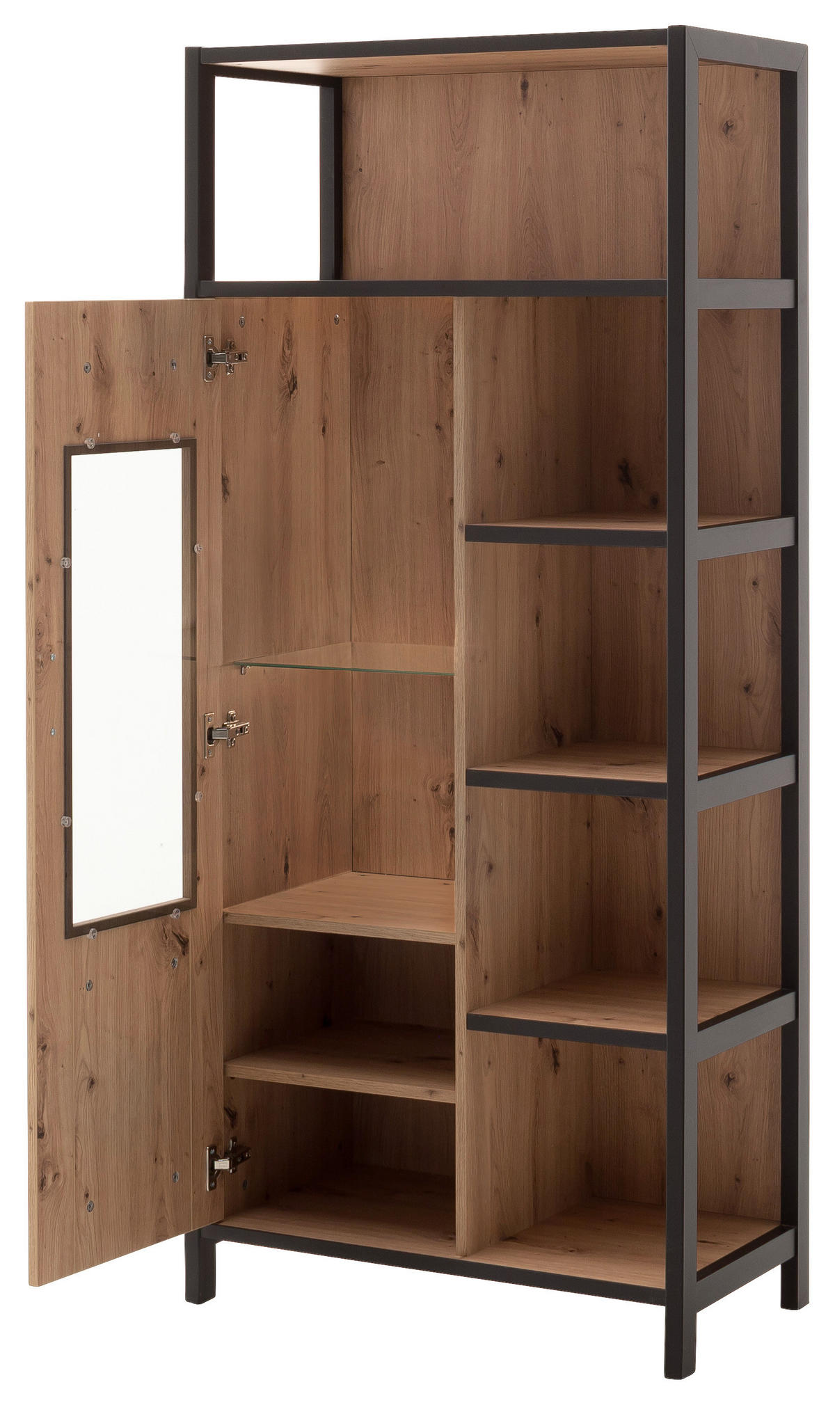 VITRINE in Anthrazit, Eichefarben  - Eichefarben/Anthrazit, Design, Glas/Holzwerkstoff (76/172/40cm) - Carryhome