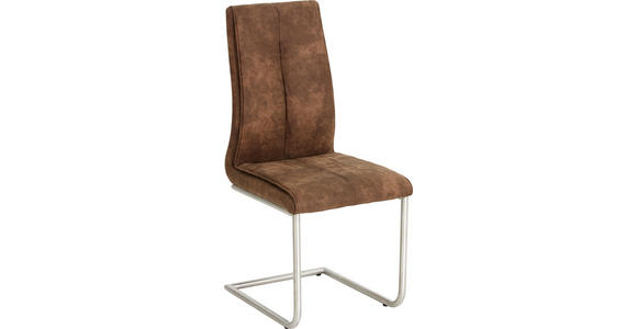 SCHWINGSTUHL in Metall, Textil Edelstahlfarben, Hellbraun - Hellbraun/Edelstahlfarben, Design, Textil/Metall (46/104/53cm) - Dieter Knoll