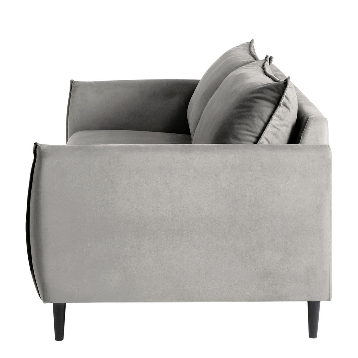3-SITZER-SOFA JULI Samt Grau  - Schwarz/Grau, Design, Holz/Textil (203/86/100cm) - P & B