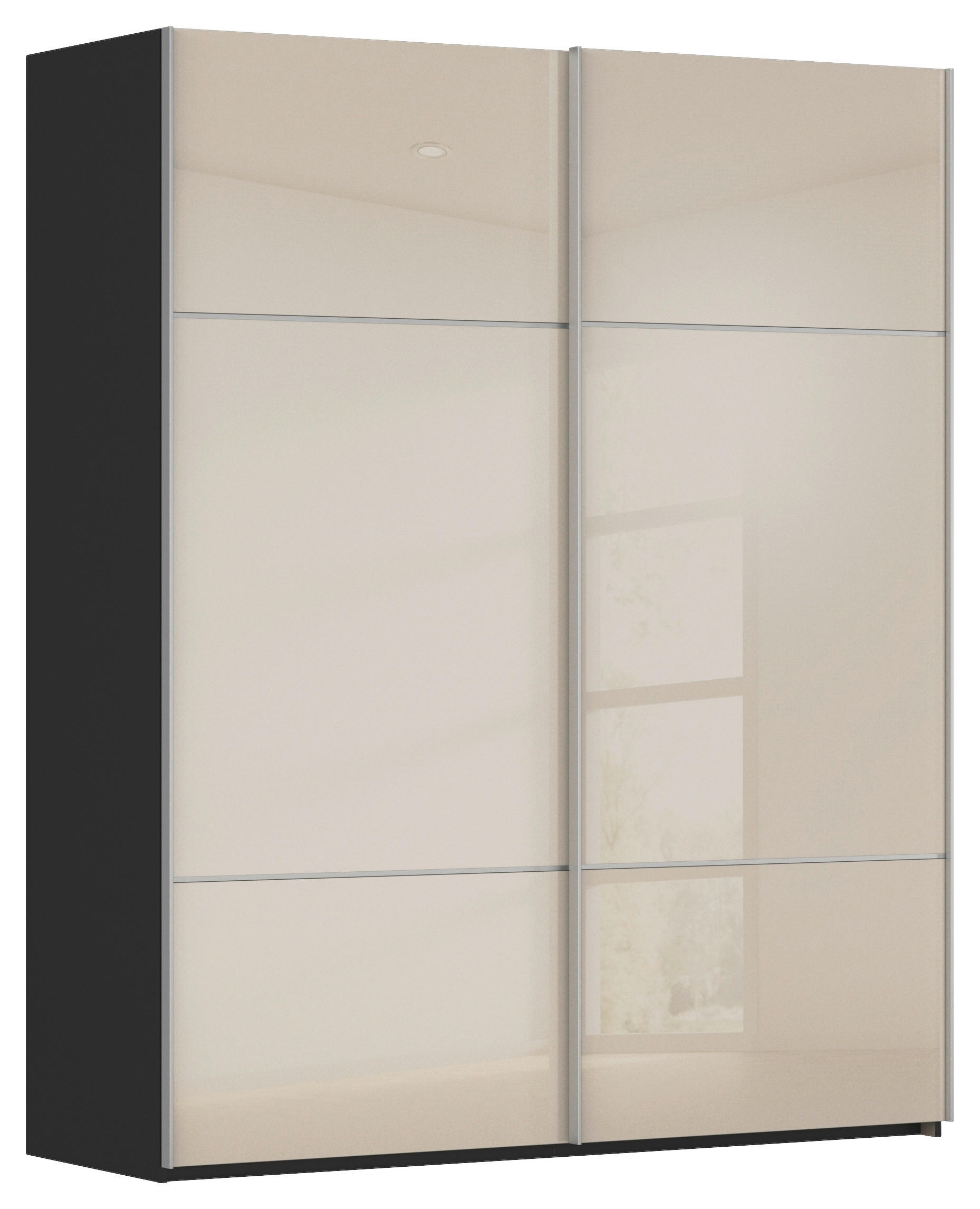 SCHWEBETÜRENSCHRANK Schwarz, Champagner  - Champagner/Alufarben, Konventionell, Glas/Holzwerkstoff (201/223/67cm) - Novel