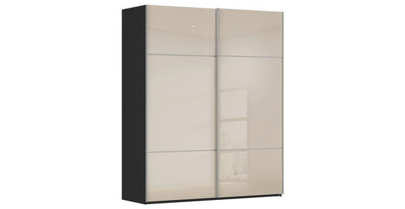 SCHWEBETÜRENSCHRANK  in Schwarz, Champagner  - Champagner/Alufarben, KONVENTIONELL, Glas/Holzwerkstoff (201/223/67cm) - Novel