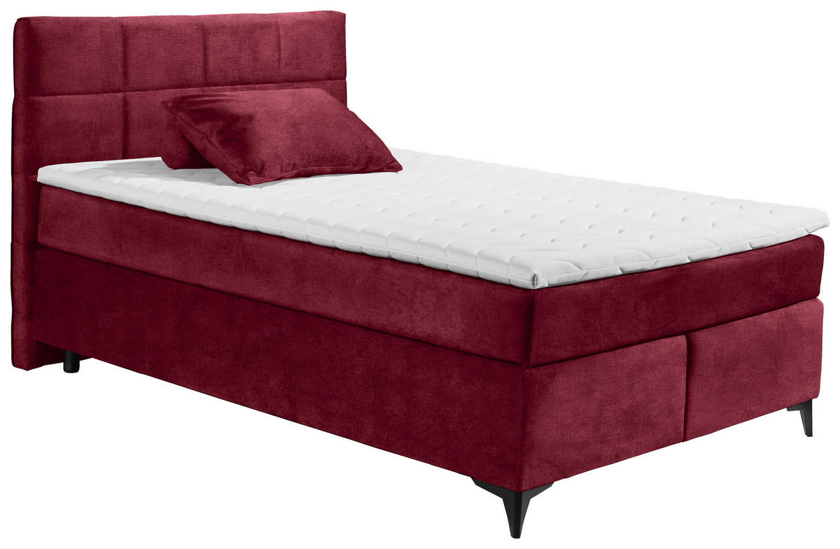 BOXSPRINGBETT 140/200 cm  in Bordeaux  - Bordeaux/Schwarz, Design, Holzwerkstoff/Kunststoff (140/200cm) - Xora