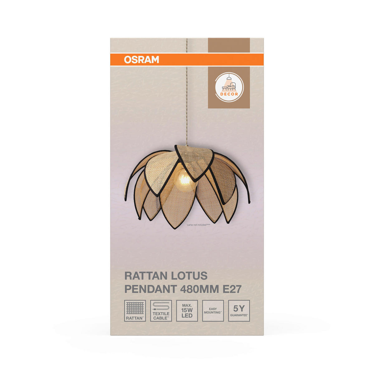 HÄNGELEUCHTE 48/134 cm  - Beige, Basics, Holz/Metall (48/134cm) - Osram