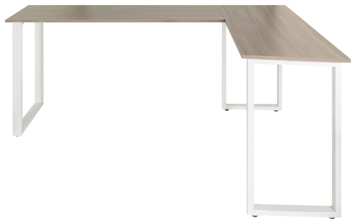 ECKSCHREIBTISCH 165/120/75 cm  in Grau, Weiß  - Weiß/Grau, Basics, Holzwerkstoff/Metall (165/120/75cm) - MID.YOU