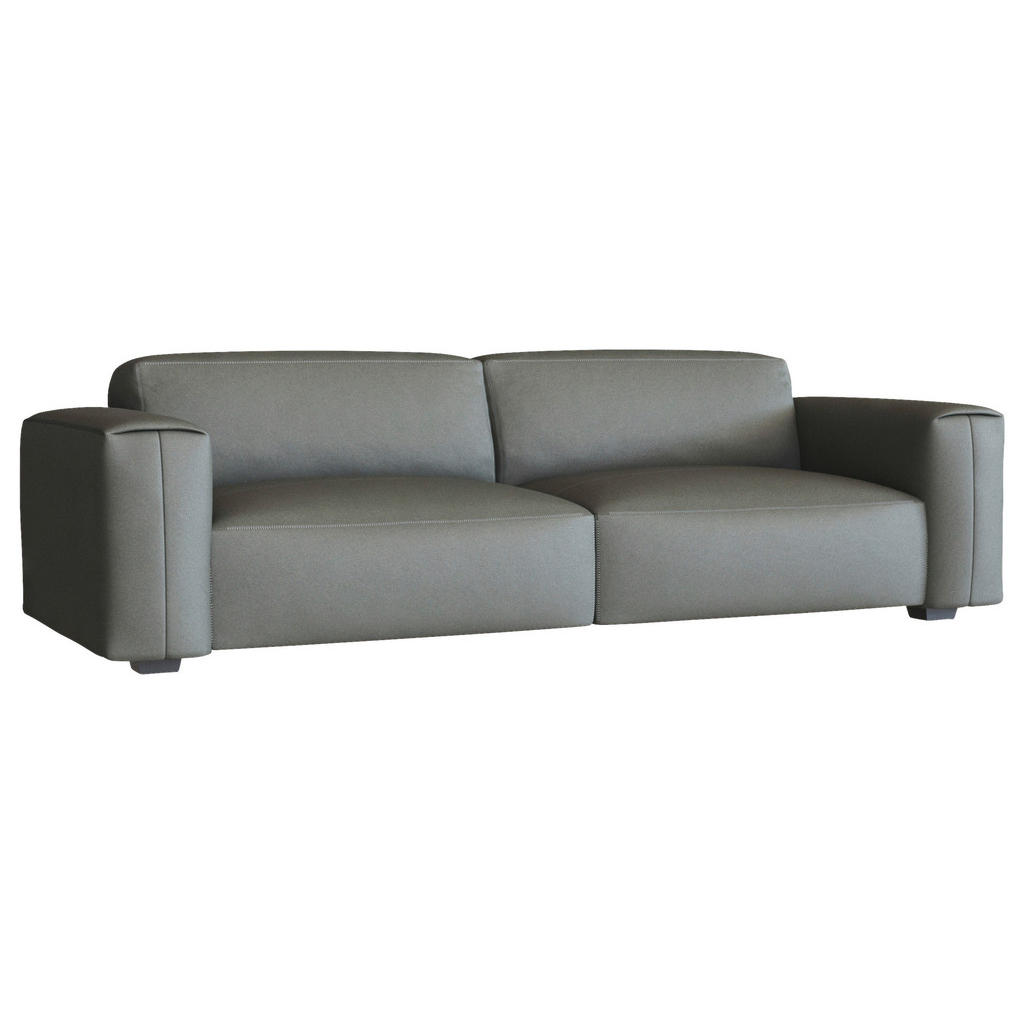 Thumbnail - Livetastic 3-Sitzer-Sofa, Dunkelgrau, Leder, Echtleder, Color-Finish-Leder, Birke, vollmassiv, 252x73x102 cm, Reach, Gol...