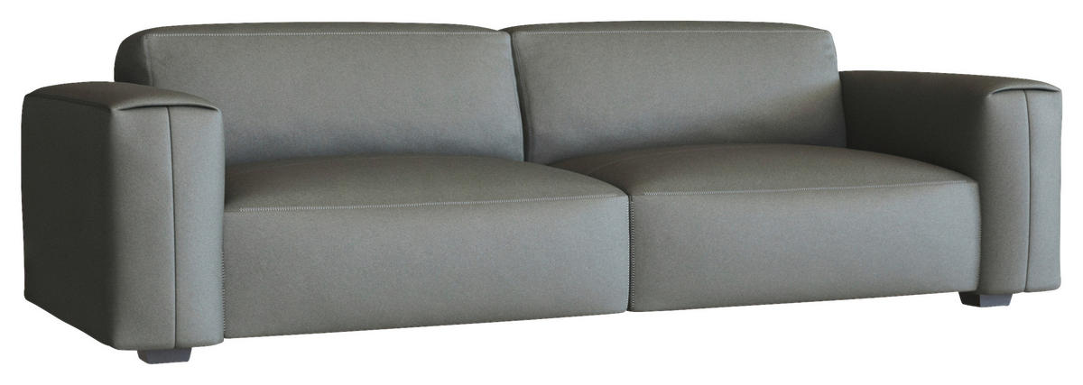 3-SITZER-SOFA Echtleder Dunkelgrau  - Dunkelgrau/Schwarz, Design, Leder/Holz (252/73/102cm) - Livetastic