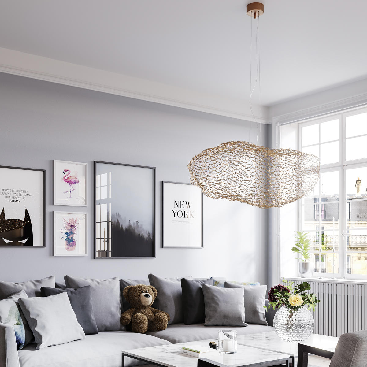 LED-HÄNGELEUCHTE Hayden 76/40/147 cm   - Goldfarben, Trend, Metall (76/40/147cm) - By Rydéns