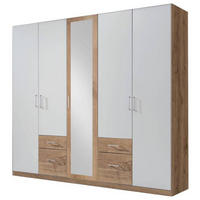 RUHÁSSZEKRÉNY fehér, tölgyfa  - ezüst/tölgyfa, Design, műanyag/faalapú anyag (225/208/58cm) - Carryhome