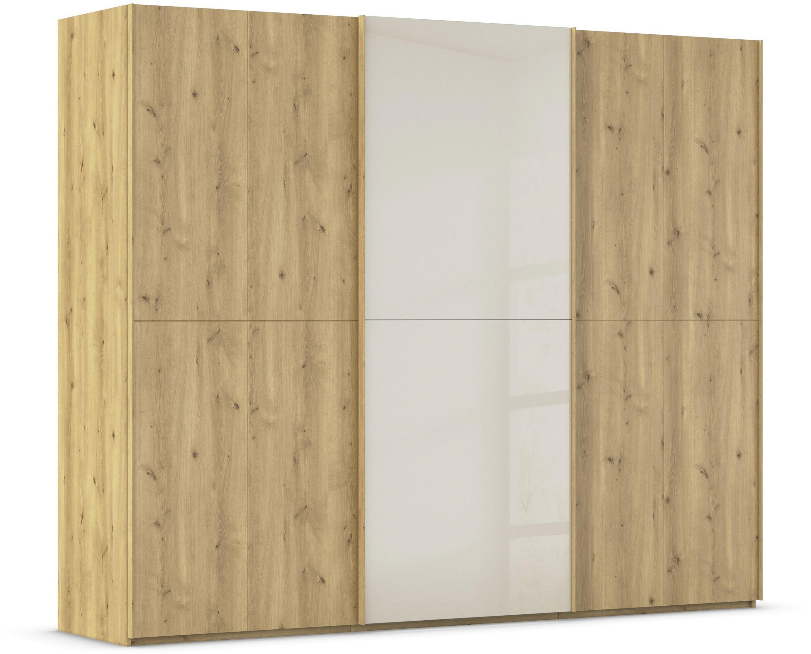 SCHWEBETÜRENSCHRANK 270/223/68 cm 3-türig Eichefarben, Champagner  - Champagner/Eichefarben, Design, Glas/Holz (270/223/68cm) - Novel