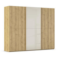 SCHWEBETÜRENSCHRANK 270/223/68 cm 3-türig Eichefarben, Champagner  - Champagner/Eichefarben, Design, Glas/Holz (270/223/68cm) - Novel