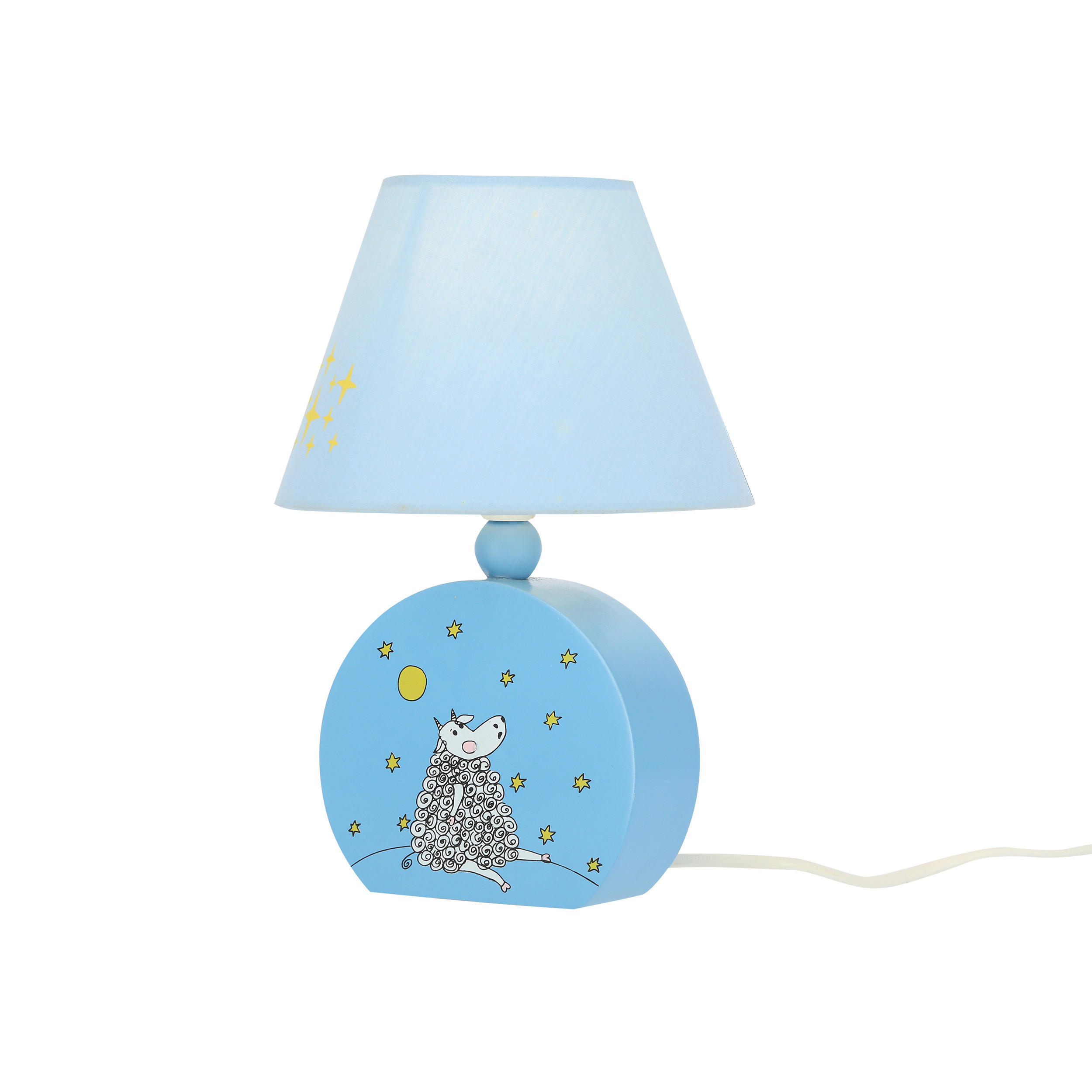 BORDSLAMPA FÖR BARN - ljusblå, Basics, trämaterial/textil (17/17/20cm)