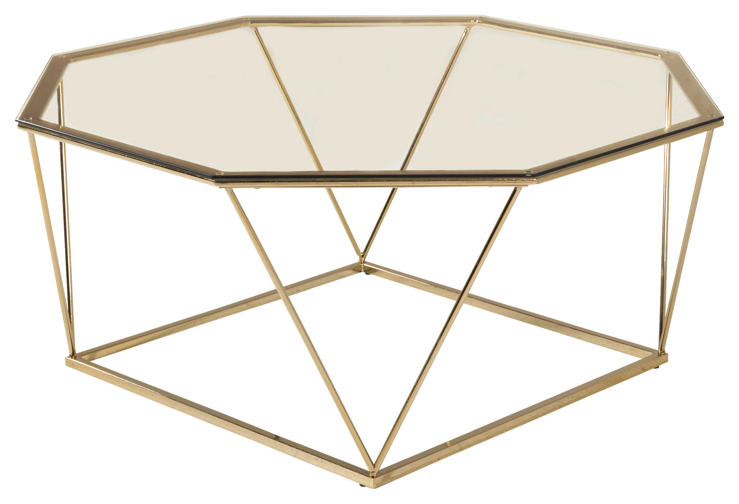 Livetastic Couchtisch Gold, Klar 100x45x100 cm