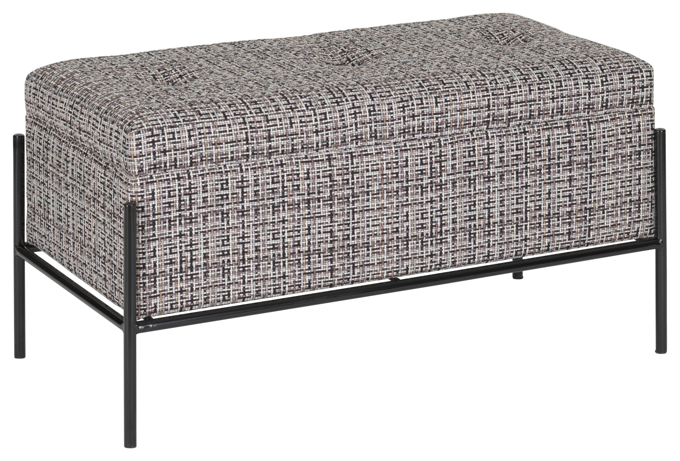 BÄNK i metall, textil grå, svart  - svart/grå, Lifestyle, metall/textil (80/40/43cm) - Xora