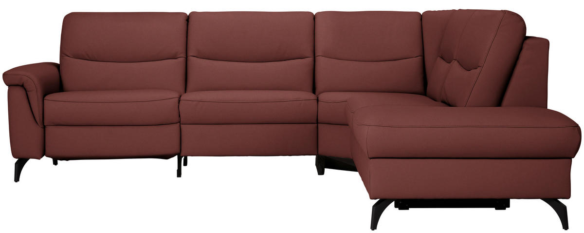 ECKSOFA  in Echtleder Rotbraun  280/249 cm  - Rotbraun/Anthrazit, Design, Leder/Metall (280/249cm) - Himolla Komfortklass