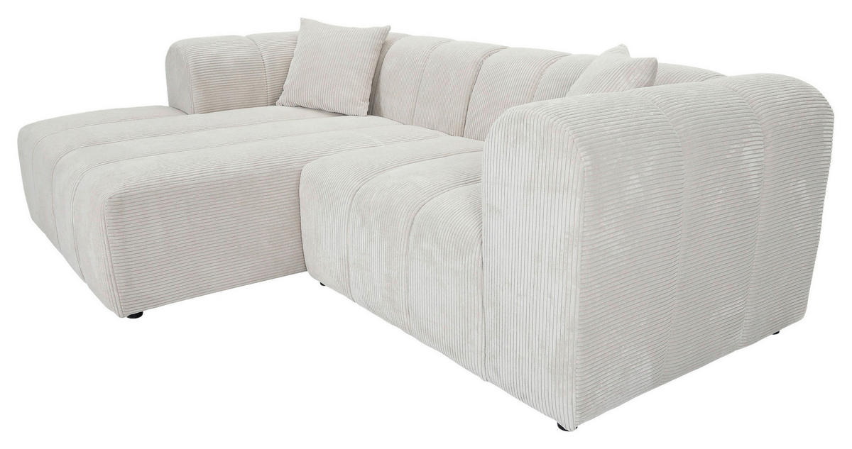 ECKSOFA Naturfarben Cord Zierkissen, Rücken echt  - Schwarz/Naturfarben, KONVENTIONELL, Kunststoff/Textil (162/250cm) - Carryhome