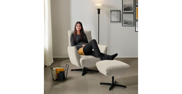 SESSEL in Teddystoff Beige  - Beige/Schwarz, Design, Textil/Metall (60/94/86cm) - Dieter Knoll