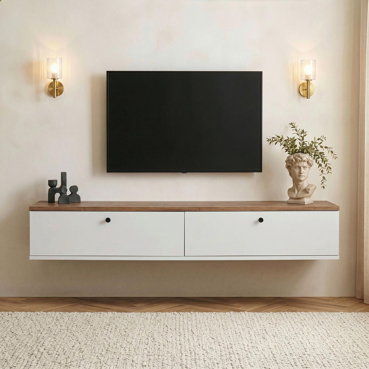 TV-ELEMENT 160/25/25 cm  - Weiß/Kieferfarben, MODERN, Holzwerkstoff (160/25/25cm) - MID.YOU