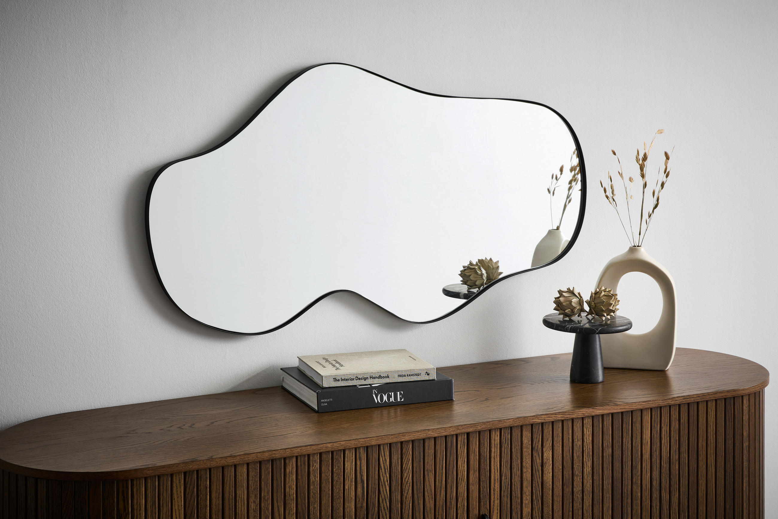 WANDSPIEGEL 60/110/2,5 cm    in Freiform  - Schwarz, MODERN, Glas/Holzwerkstoff (60/110/2,5cm) - MID.YOU