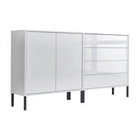 ŠIROKÁ KOMODA, bílá, vysoce lesklá bílá, 158/86/33 cm - bílá/antracitová, Moderní, kov/kompozitní dřevo (158/86/33cm) - MID.YOU