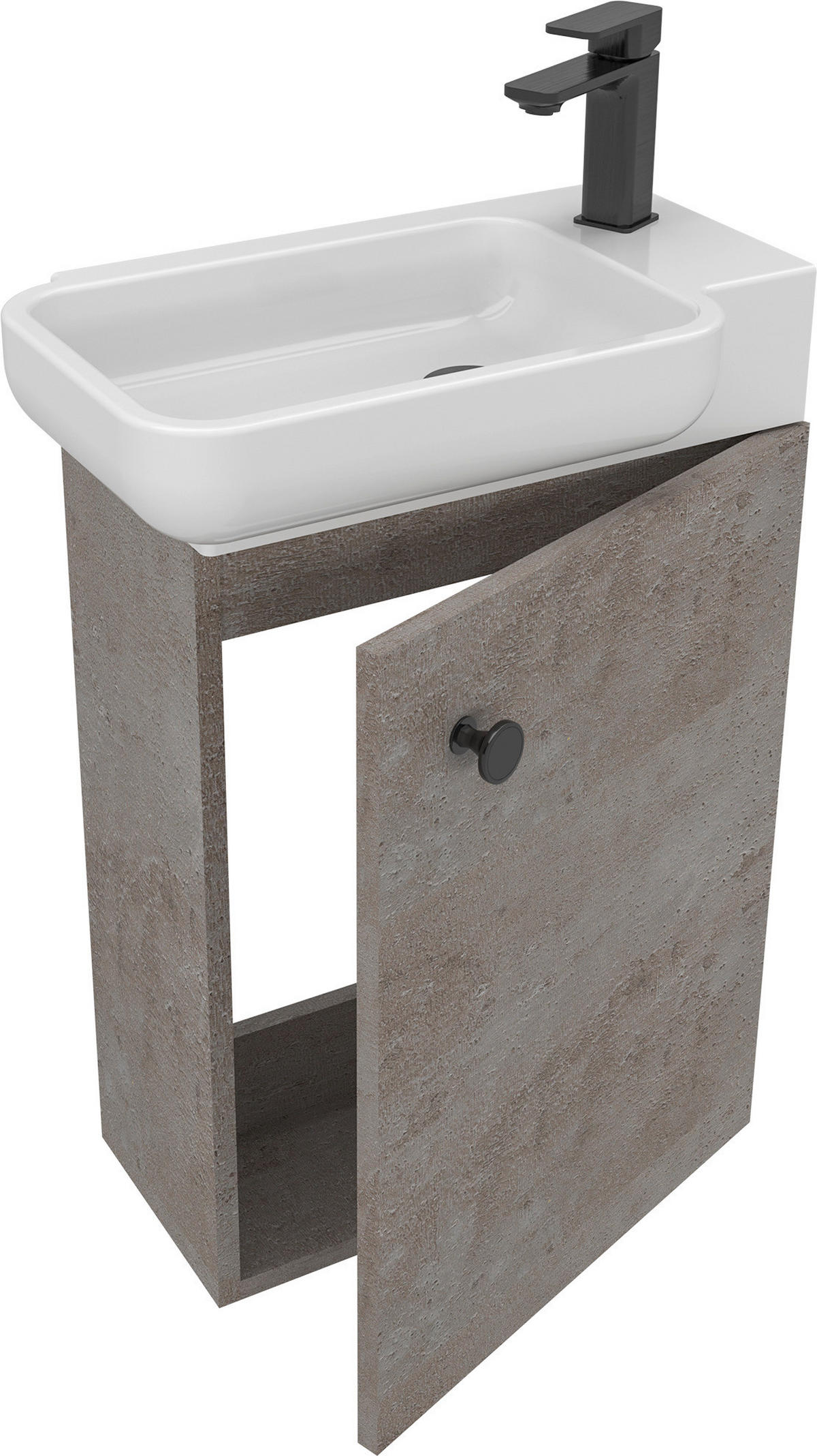 GÄSTEBAD 55 cm  - Weiß Hochglanz/Schwarz, MODERN, Keramik/Holzwerkstoff (55cm) - MID.YOU