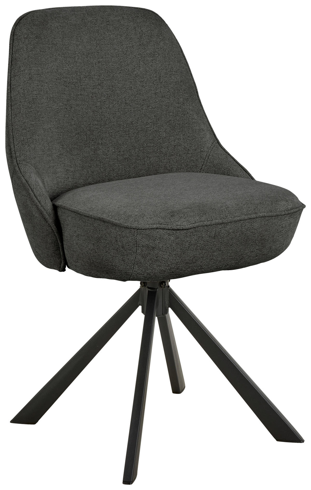 STUHL Flachgewebe Dunkelgrau  - Dunkelgrau/Schwarz, Trend, Textil/Metall (52/83,5/56cm) - MID.YOU