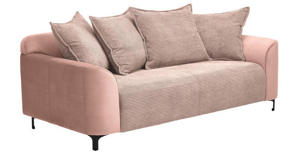 2-SITZER-SOFA in Cord, Velours Rosa  - Schwarz/Rosa, KONVENTIONELL, Textil/Metall (175/84/99cm) - Carryhome