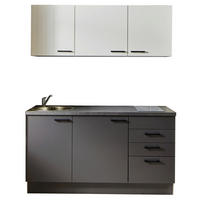 KÜCHENBLOCK 160 cm   in Graphitfarben, Weiß  - Schwarz/Graphitfarben, Design, Holzwerkstoff/Metall (160cm) - Pino