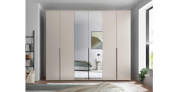 DREHTÜRENSCHRANK  in Kaschmir  - Kaschmir/Schwarz, MODERN, Glas/Holzwerkstoff (270/225/52cm) - Carryhome