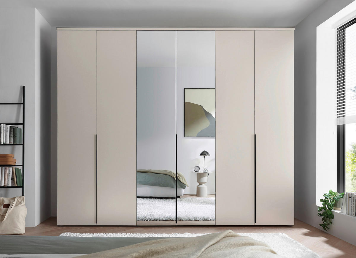 DREHTÜRENSCHRANK 270/225/52 cm 6-türig Kaschmir  - Kaschmir/Schwarz, MODERN, Glas/Holzwerkstoff (270/225/52cm) - MID.YOU