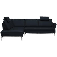 ECKSOFA in Echtleder Dunkelblau  220/284 cm  - Alufarben/Dunkelblau, KONVENTIONELL, Leder/Metall (220/284cm) - Beldomo Premium