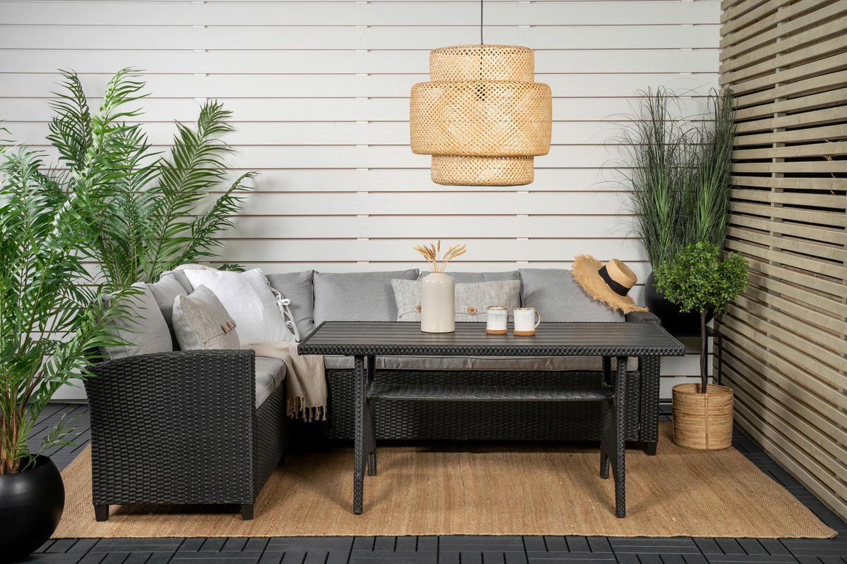 DINING-LOUNGESET  - Schwarz, KONVENTIONELL, Kunststoff (173/227cm) - Gardenson