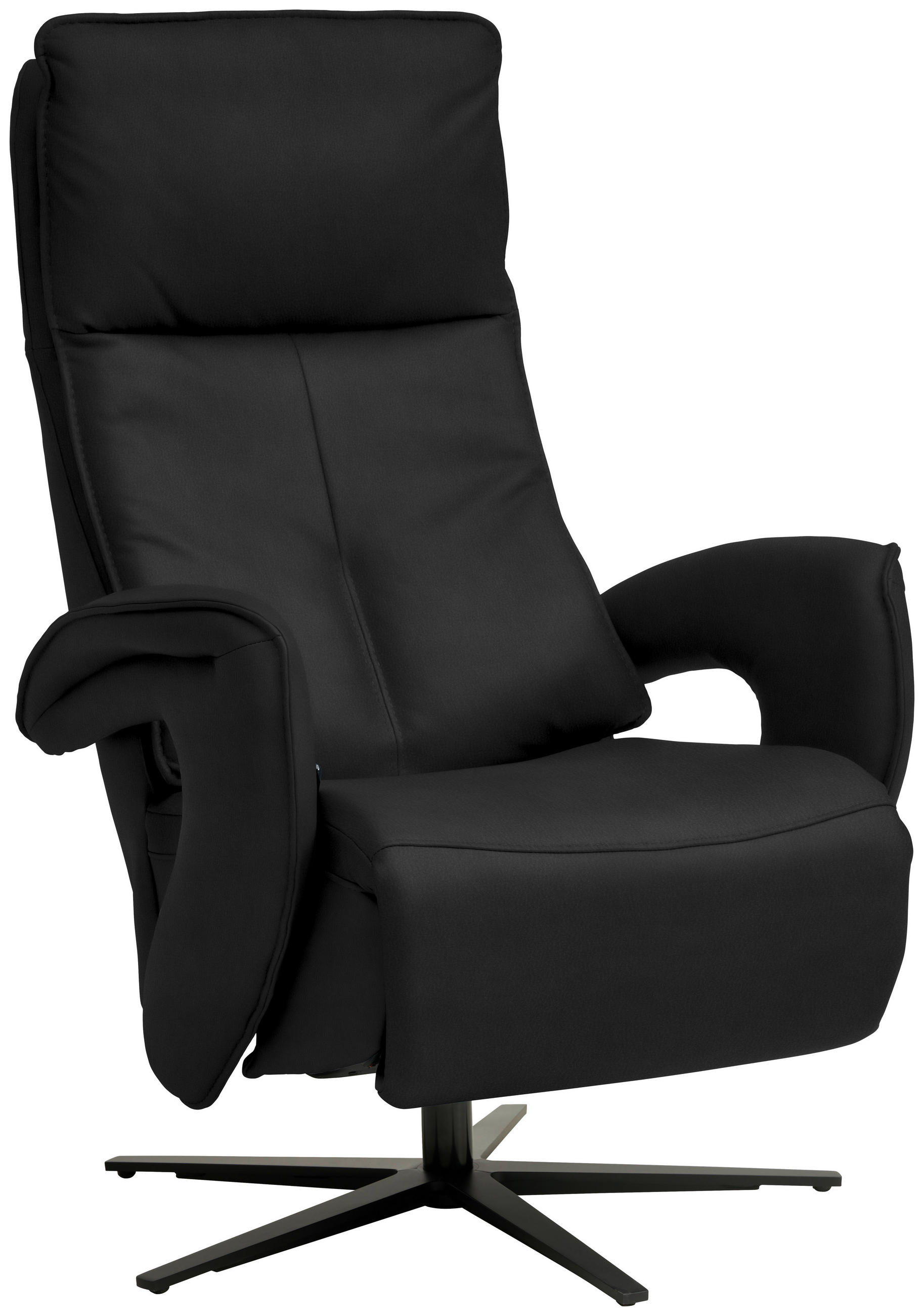 RELAXSESSEL in Leder Schwarz  - Schwarz, Design, Leder/Metall (77/119/87cm) - Valdera