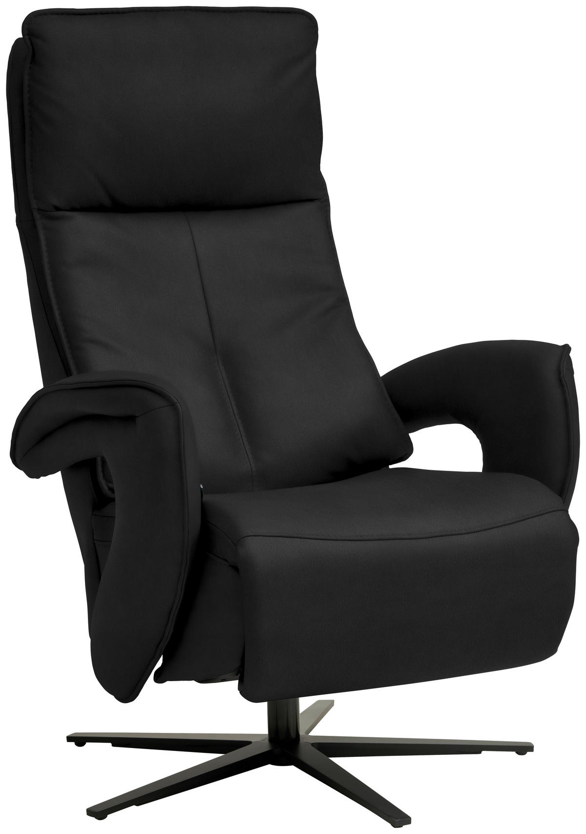 RELAXSESSEL in Leder Schwarz  - Schwarz, Design, Leder/Metall (77/119/87cm) - Valdera