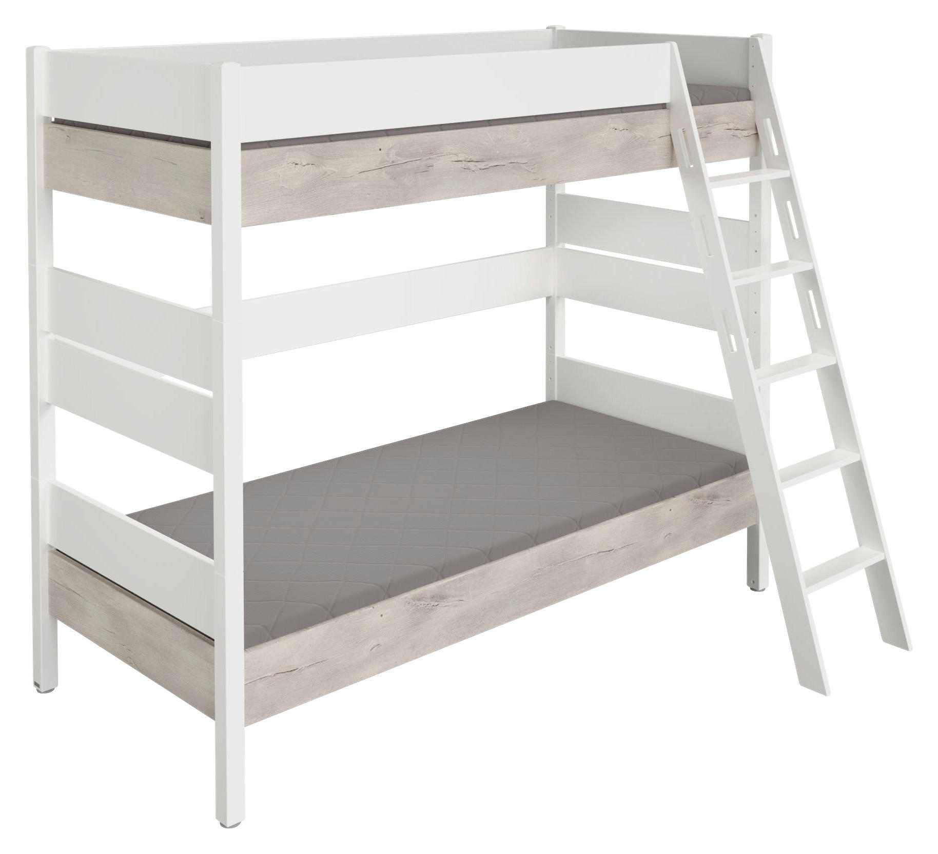 ETAGENBETT - Weiß/Silbereichenfarben, Basics, Holz/Holzwerkstoff (90/200cm) - Paidi