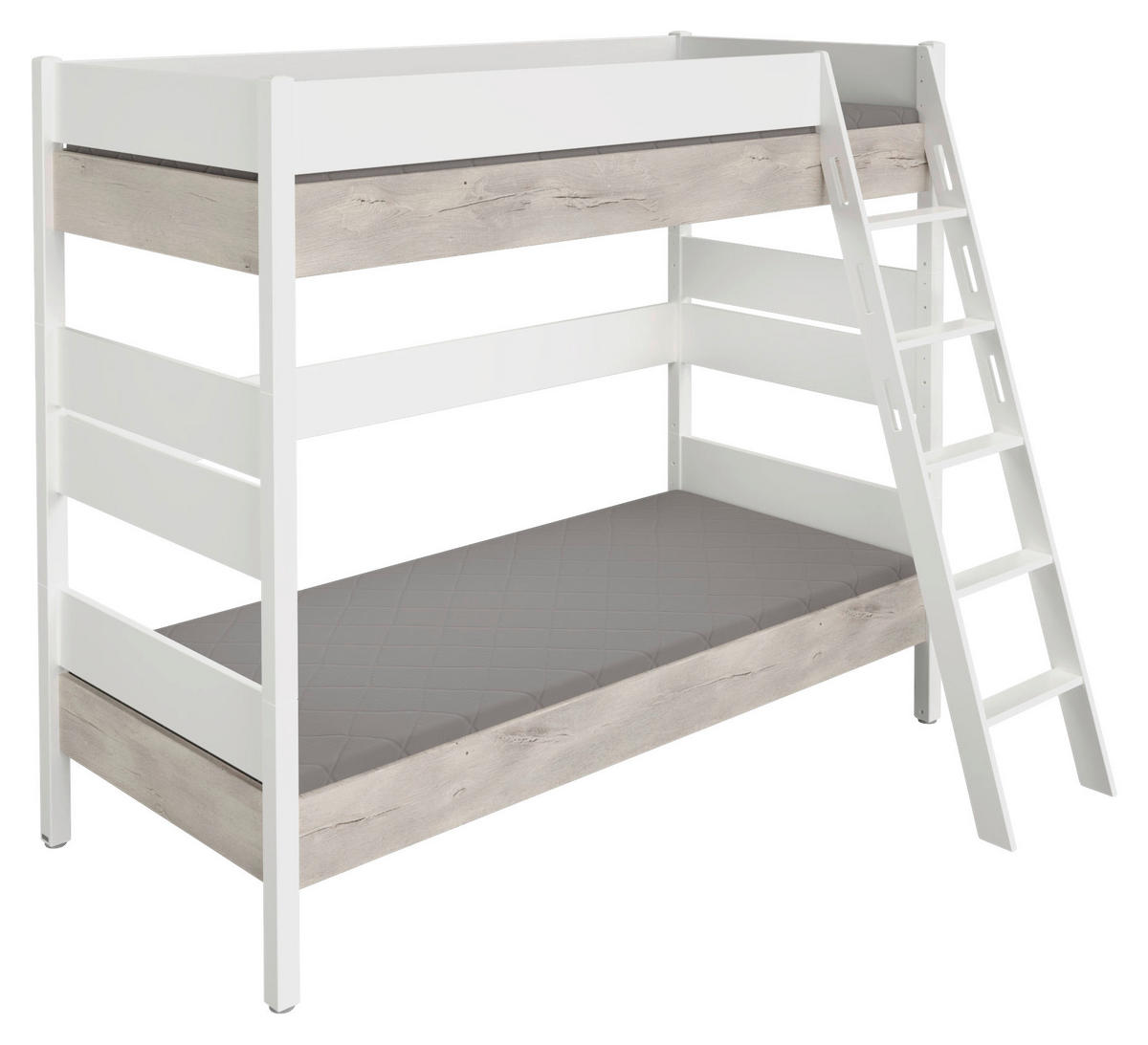 ETAGENBETT 90/200 cm,  in Weiß, Silbereichenfarben, Leiter  - Weiß/Silbereichenfarben, Basics, Holz/Holzwerkstoff (90/200cm) - Paidi
