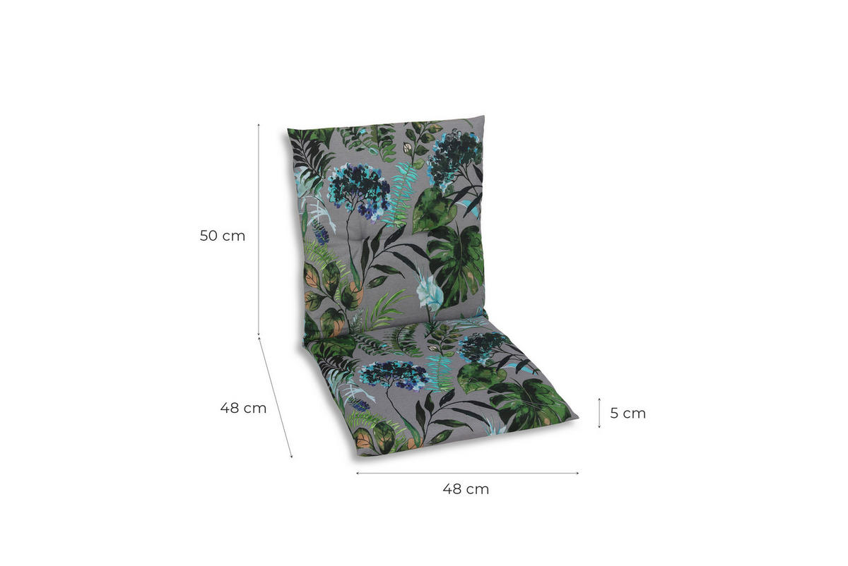 SESSELAUFLAGENSET in Anthrazit, Grün Blätter  - Anthrazit/Grün, Basics, Textil (48/5/98cm)