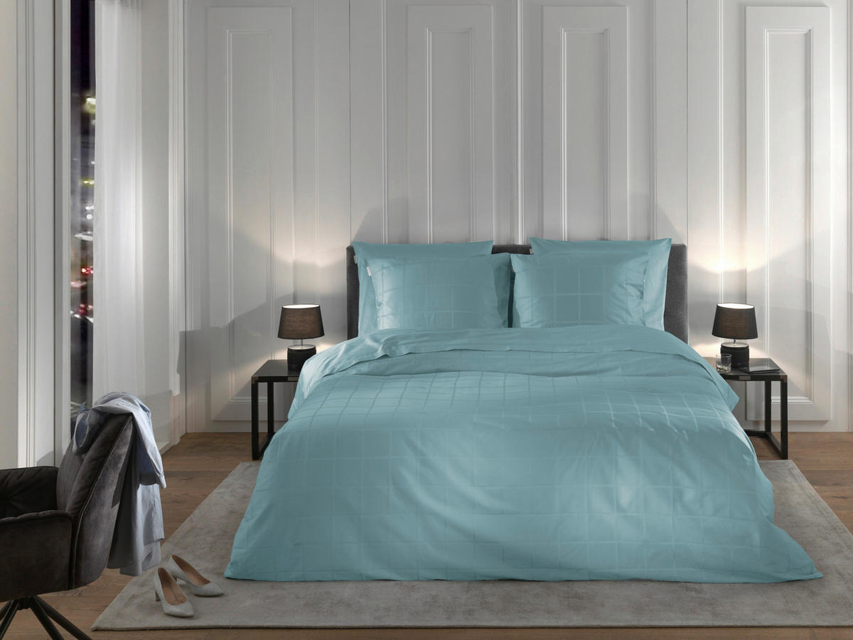 BETTWÄSCHE 2-teilig Diamante Makosatin 135/200 cm  - Blau, Basics, Textil (135/200cm)