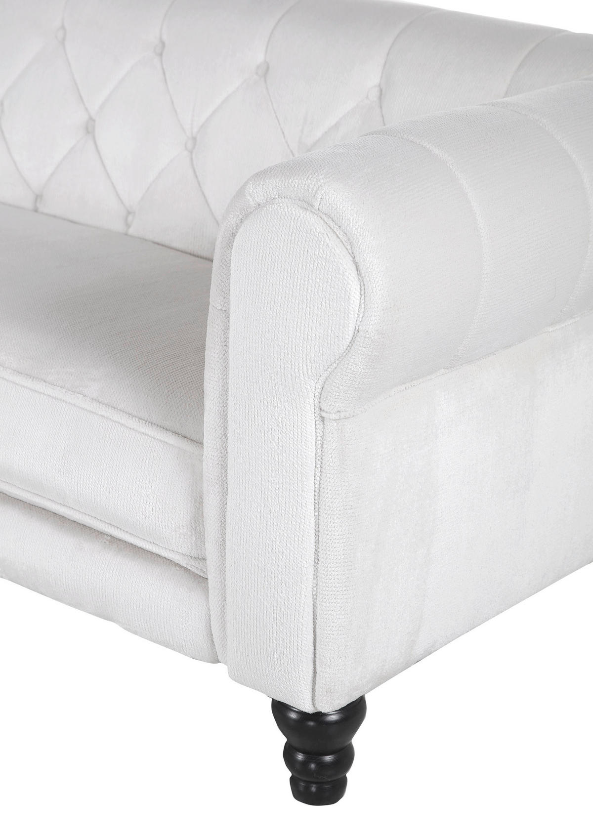 ECKSOFA in Plüsch Weiß  160/260 cm  - Dunkelbraun/Weiß, Design, Holz/Textil (160/260cm) - MID.YOU