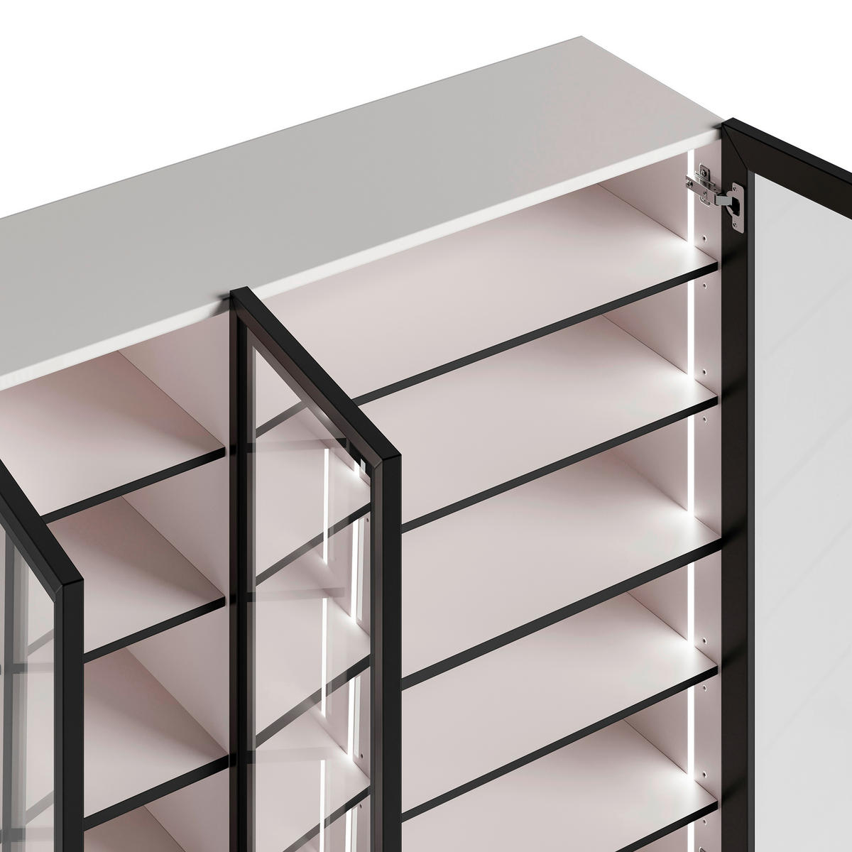 SCHUHSCHRANK Schwarz, Kaschmir  - Kaschmir/Schwarz, Design, Glas/Holzwerkstoff (120/115/34cm) - Voleo