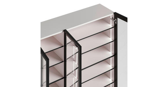 SCHUHSCHRANK  in 120/115/34 cm  - Kaschmir/Schwarz, Design, Glas/Holzwerkstoff (120/115/34cm) - Voleo